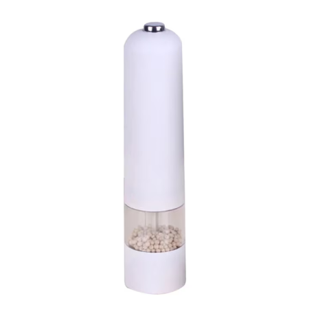 Otthon és Konyha - Elektromos Fűszerdaráló Állítható Őrlési Finomsággal, Tartós Kerámia Mechanizmussal, Beépített LED-del, 23x5 cm, AA Elemmel Működik, Modern Fehér