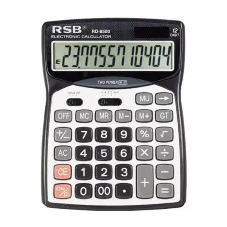Irodai számítógépek - RD-8500 asztali számológép, nagy kijelző, nagy és csendes gombok, GT/%, M+/M− funkciók, napenergia + elem, ergonomikus kialakítás, 20x15 cm