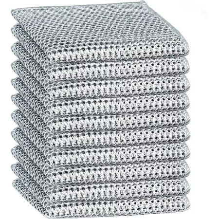 proviz - 10 darabos multifunkciós tisztítókendő szett 20×20 cm, fémhatású mikroszálas anyag, karcmentes, tartós és újrahasználható, konyhai tisztításhoz