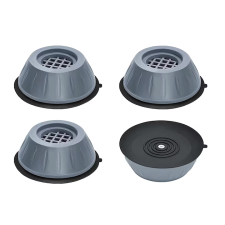 Casa si Bucatarie - Set 4 tampoane anti-vibrații pentru mașină de spălat, cauciuc rezistent, design antiderapant tip fagure, reduc zgomotul și protejează podeaua, gri