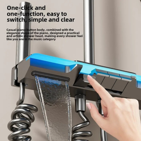 Digitális Kijelzős Zuhanyszett, Víztakarékos Technológia, Állítható Telepítés, Tartós Alumínium és Réz Szerkezet, Modern Világosszürke Dizájn [4]
