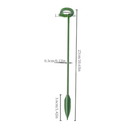 Növénytámasztó karó és egyenesítő pálca, zöld műanyag, egyszárú növényekhez, virágcserép védelemhez [2]