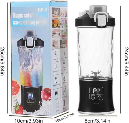 600 ml Multifunkciós Hordozható Gyümölcsprés, 1500 mAh Akkumulátor, USB Type-C Töltés, Gyors Aprítás, Kettős Funkciójú Pohár, LED Világítás [8]