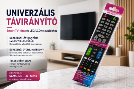 Strong RM-014S+ Smart univerzális távirányító, Kompatibilis LCD/LED TV-kkel, Több kóddal működik, 3xAAA elemmel működik [1]
