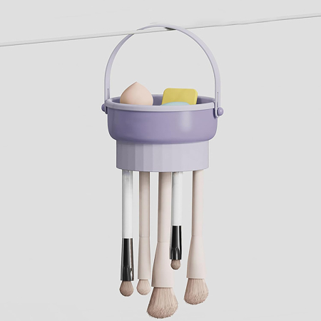 proviz - 3 az 1-ben professzionális sminkecset tisztító állvány, mosás, szárítás és tárolás, hordozható design, tartós TPR és PP anyag