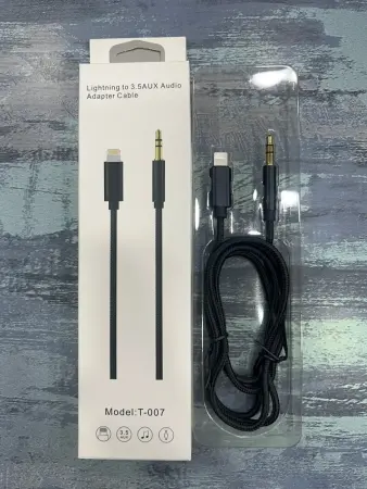 Telefontartozékok - T-007 iPhone Lightning–3,5 mm Jack AUX adapter kábel, Hi-Fi hangzás, iOS kompatibilis, fekete