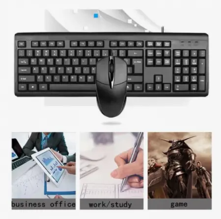 T15 Vezetékes Billentyűzet és Egér Szett – Ergonomikus Vezetékes Billentyűzet és Optikai Egér, Kompakt Kialakítás, USB Csatlakozás, Kompatibilis Windows és macOS Rendszerekkel [2]