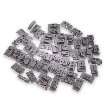 Húsbélyegző készlet 52 betűvel, fém kivitel fa nyéllel, grill húsok jelölésére, hőálló, ezüst [2]