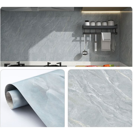 proviz - Öntapadós PVC tapéta szürke márvány mintával 60×300 cm, víz- és kopásálló, vastag és tartós, könnyű felhelyezés, falra és bútorra