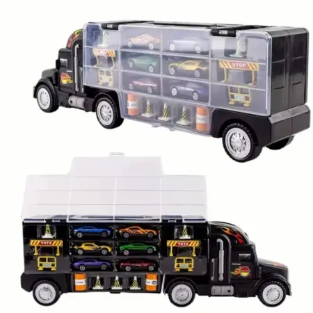 TIR teherautó utánfutó 17 darabos készlet – Interaktív játék fém és ABS műanyag elemekkel, 1:22 méretarány [5]