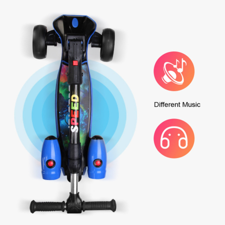 Rocket Gyermek Roller, 3 Kerekű, Összecsukható, 61–81 cm Állítható Kormánnyal, LED Fényekkel és Hangokkal, Max. 60 kg Teherbírás [4]