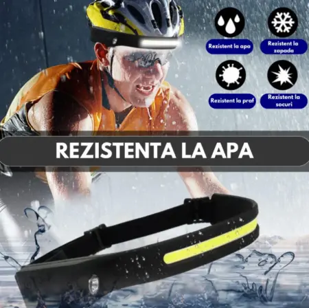 Újratölthető LED fejlámpa, panorámás világítással, ergonomikus és állítható dizájn, kéz nélküli használat, tartós akkumulátor, több világítási mód – ideális túrázáshoz, kempingezéshez, kerékpározáshoz [1]
