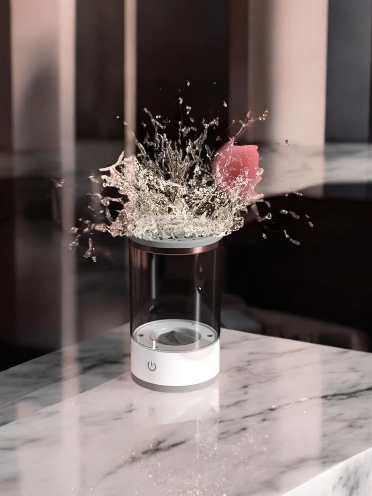 Ultrahangos sminkecset tisztító készülék, gyors mosás és szárítás, USB újratölthető, hordozható, minden méretű ecsethez kompatibilis, fehér [5]