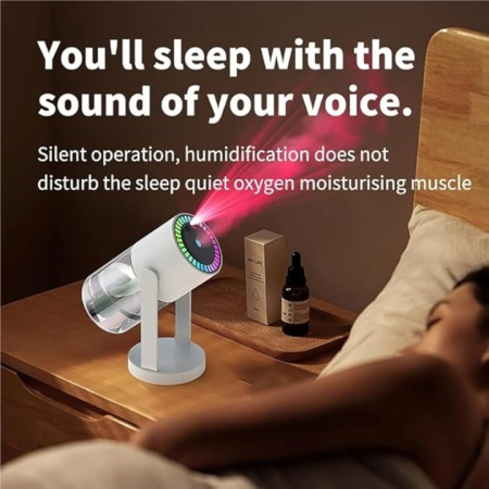 280 ml Hordozható Párásító Csillagos Égbolt Vetítéssel, Időzítő Funkció, Akár 8 Óra Üzemidő, 16,5x8 cm, Kompakt Kialakítás Hálószobába és Irodába [8]