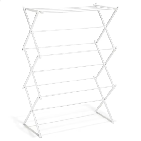 Összecsukható Harmonika Típusú Függőleges Ruhaszárító, 37x75x106 cm, Szénacél Szerkezet, 14,5 kg Teherbírás, Kompakt Fehér Dizájn [3]