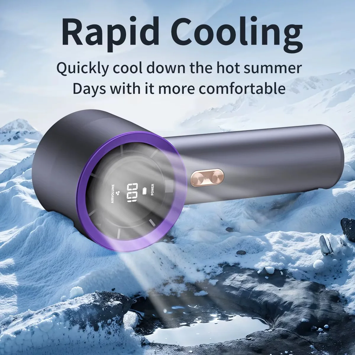 Hordozható kézi ventilátor 3000 mAh akkumulátorral, LED kijelző, több sebességfokozat, Type-C töltés, kompakt és csendes, erős légáramlás [4]