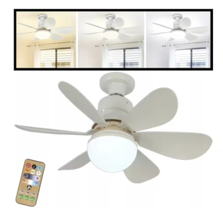 LED Világítással Ellátott Mennyezeti Ventilátor, 40W, 3 Sebességfokozat, Távirányító, Csendes Működés, Modern Fehér Dizájn [2]