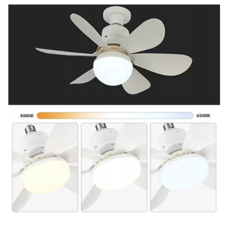 LED Világítással Ellátott Mennyezeti Ventilátor, 40W, 3 Sebességfokozat, Távirányító, Csendes Működés, Modern Fehér Dizájn [4]