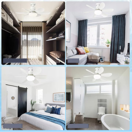 LED Világítással Ellátott Mennyezeti Ventilátor, 40W, 3 Sebességfokozat, Távirányító, Csendes Működés, Modern Fehér Dizájn [3]