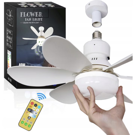 Otthon és Konyha - LED Világítással Ellátott Mennyezeti Ventilátor, 40W, 3 Sebességfokozat, Távirányító, Csendes Működés, Modern Fehér Dizájn