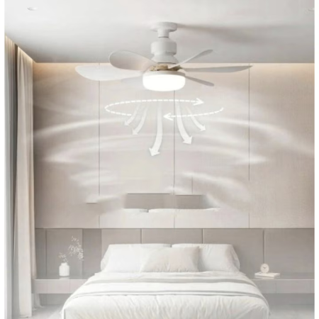 LED Világítással Ellátott Mennyezeti Ventilátor, 40W, 3 Sebességfokozat, Távirányító, Csendes Működés, Modern Fehér Dizájn [5]
