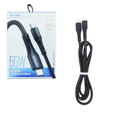 XF-169 dupla USB-C kábel, 66W, Gyors töltés és adatátvitel – USB-C csatlakozó mindkét végén, Tartós PVC/Nylon anyag, Ideális okostelefonokhoz és táblagépekhez [1]