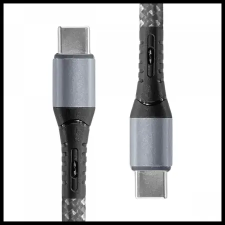 XF-169 dupla USB-C kábel, 66W, Gyors töltés és adatátvitel – USB-C csatlakozó mindkét végén, Tartós PVC/Nylon anyag, Ideális okostelefonokhoz és táblagépekhez [3]