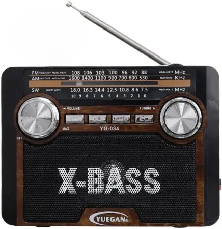 Ébresztőórás és hordozható rádiók - Yuegan YG-034 hordozható rádió retro dizájnnal, AM/FM támogatással, MP3 funkcióval, USB/SD/TF kompatibilis, fejhallgatóval használható, újratölthető akkumulátorral – ideális otthoni és utazási használ