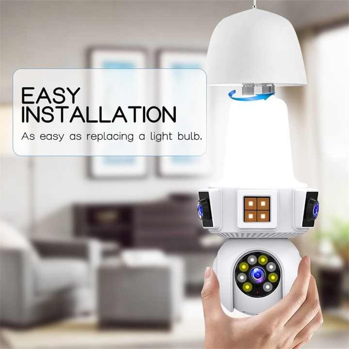 Cameră Supraveghere Tip Bec WiFi 1080p, 3 Lentile, 360°, Zoom 10X, Night Vision, Audio Bidirecțional, Montaj E27 [5]