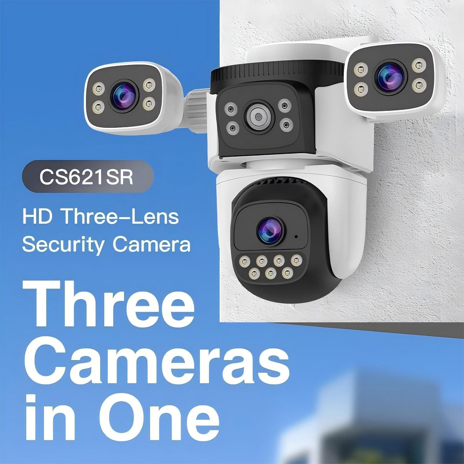 Cameră Supraveghere WiFi PTZ 2K, 3 Lentile cu Brațe Reglabile, 360°, Zoom 10X, Spotlight, Audio Bidirecțional [3]