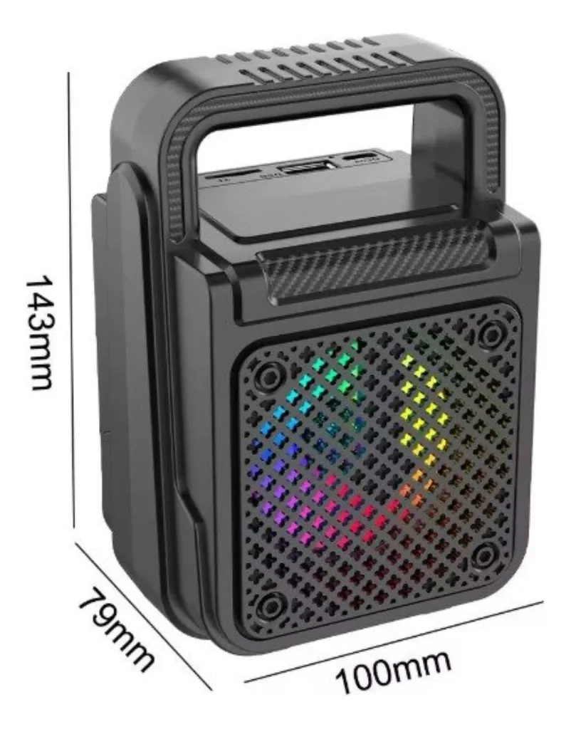 Boxa wireless portabila 3W, difuzor 3 inch cu lumini RGB, Bluetooth/USB/TF/FM/TWS, baterie 3.7V 300 mAh, material plastic [3]