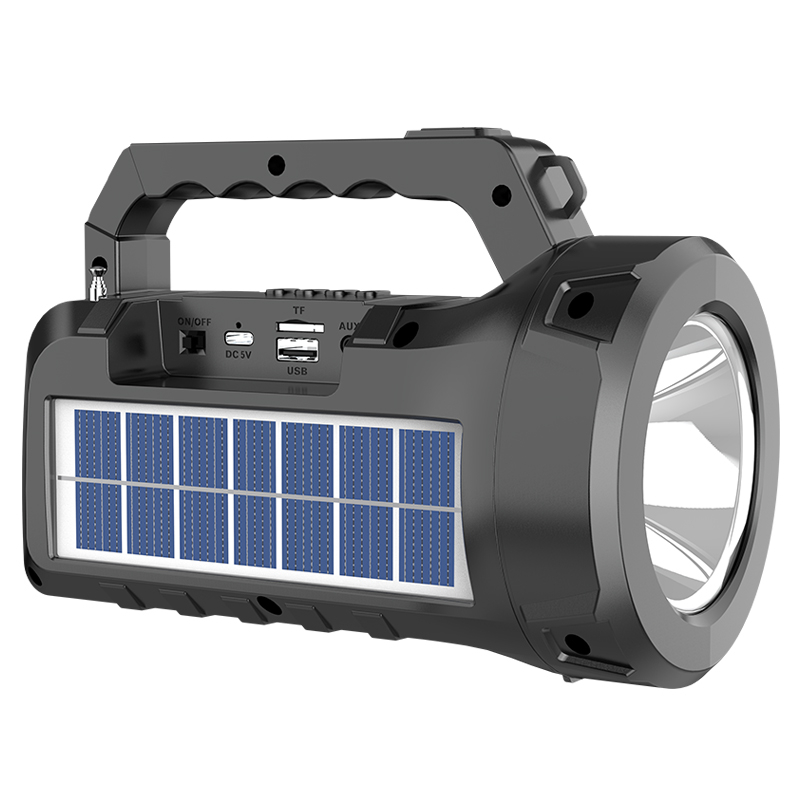 Boxa portabila wireless cu panou solar, 5W, difuzor 3 inch, radio FM, USB si TF, functie power bank si lanterna integrata [1]