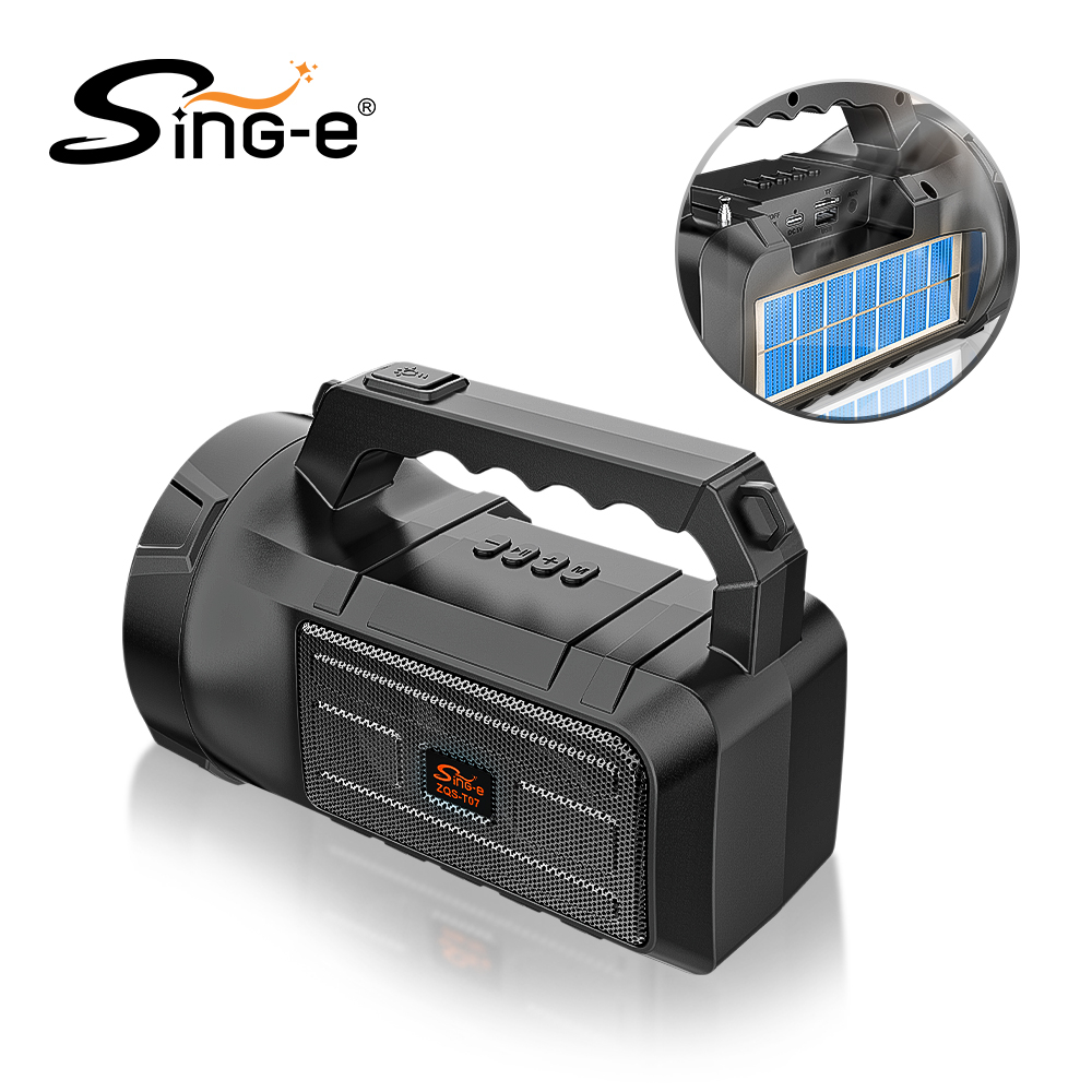 Boxa portabila wireless cu panou solar, 5W, difuzor 3 inch, radio FM, USB si TF, functie power bank si lanterna integrata [4]