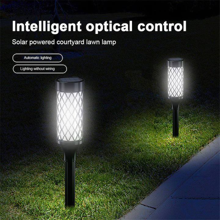 Lampă solară LED grădină 37 cm, lumină caldă, impermeabilă IP65, încărcare automată, pentru exterior, design decorativ pentru gazon [2]