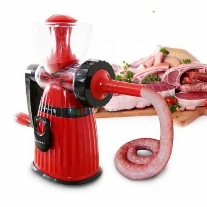 Mașină de tocat carne manuală multifuncțională, lame și site din oțel inoxidabil, mâner detașabil, ușor de curățat, dimensiuni 19×27 cm [1]