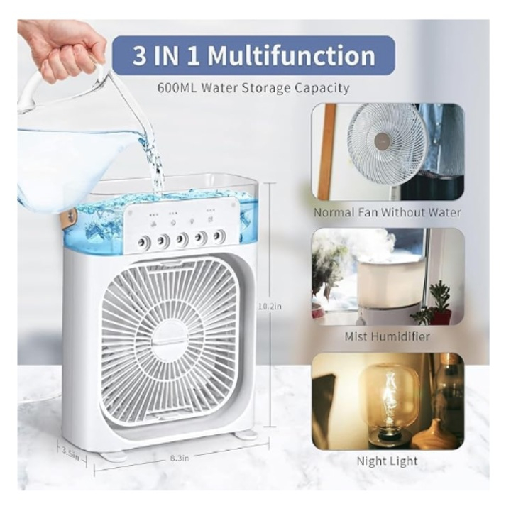 Mini ventilator electric USB Type-C, 5 viteze, funcționare silențioasă, design portabil cu flux de aer reglabil, dimensiuni 26×21 cm [11]