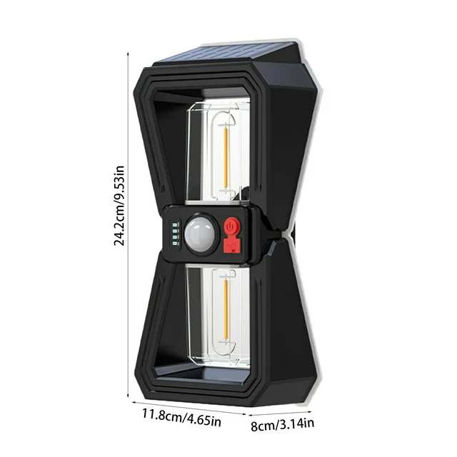 Lampă solară de perete 18W, 3 moduri de iluminare, senzor de mișcare integrat, dimensiune 24 cm, pentru exterior [1]