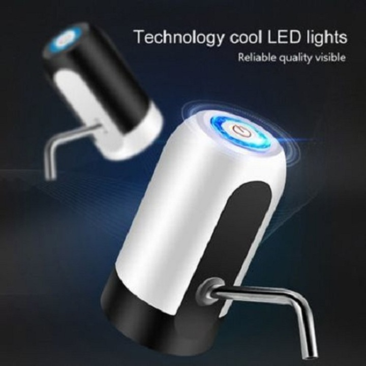 Pompă electrică pentru bidon apă, reîncărcabilă USB, indicator LED baterie, utilizare ușoară prin apăsare, compatibilă universal, portabilă [3]