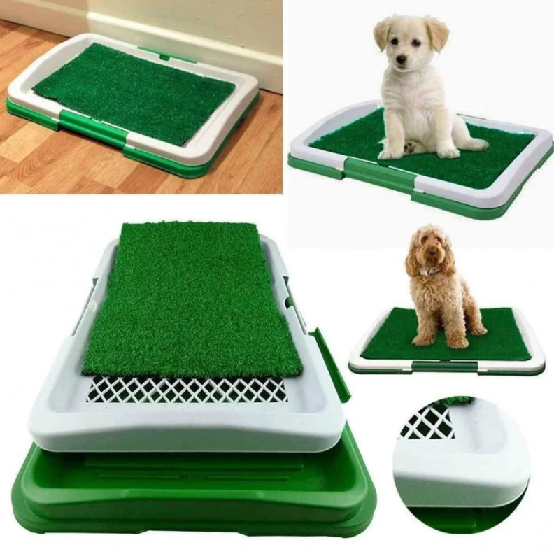Toaletă pentru câini și animale cu iarbă artificială, 3 straturi, ușor de curățat, dimensiuni 47×34×5 cm, pentru interior, balcon sau terasă [1]