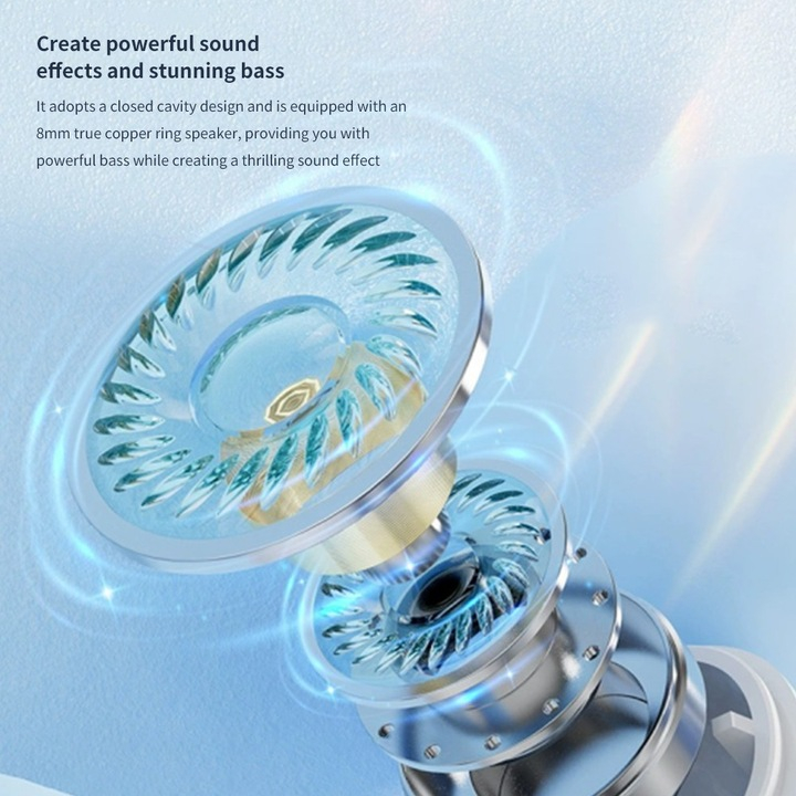 Căști wireless Bluetooth X87, BT 5.3 cu reducere zgomot, TWS, autonomie 6 ore, afișaj baterie, control tactil, încărcare Type-C, alb [3]