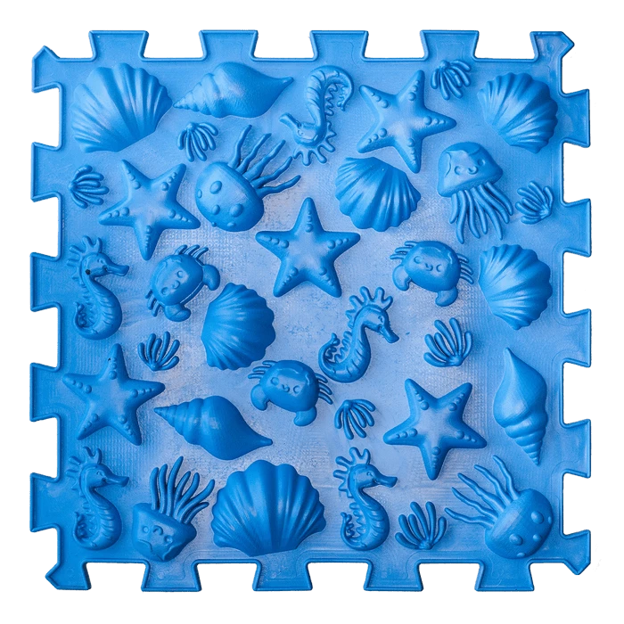 Covoras terapeutic, senzorial, pentru copii, tip puzzle, 6 piese, model Fundul marii [5]