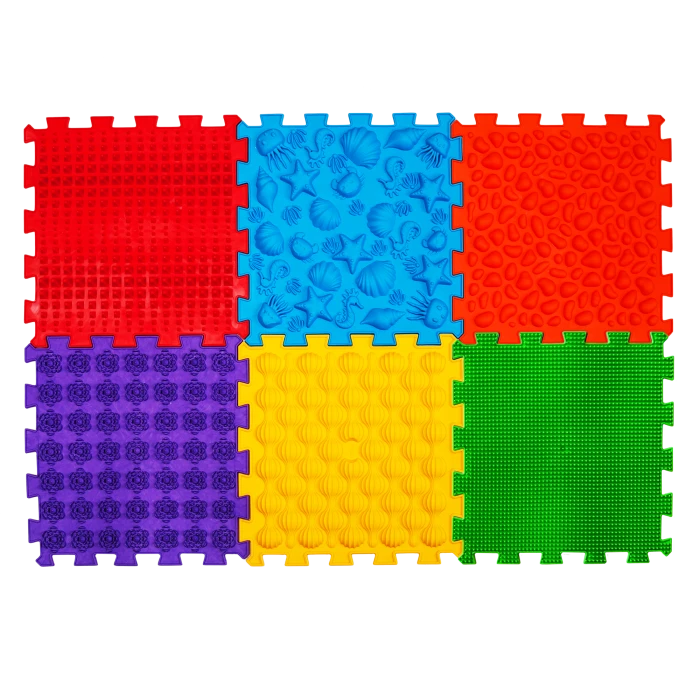 Covoras terapeutic, senzorial, pentru copii, tip puzzle, 6 piese, model Fundul marii [1]