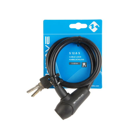 Accesorii biciclete - Cablu antifurt bicicleta cu Cheie, S 12.6 S, Negru