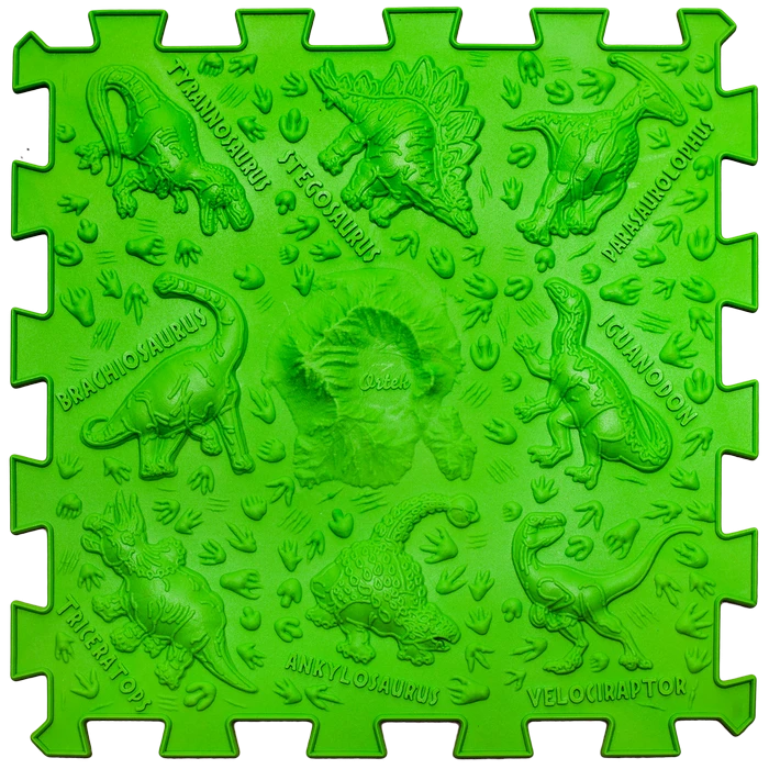 Covoras terapeutic, senzorial, pentru copii, tip puzzle, 9 piese, model Dinozauri [9]