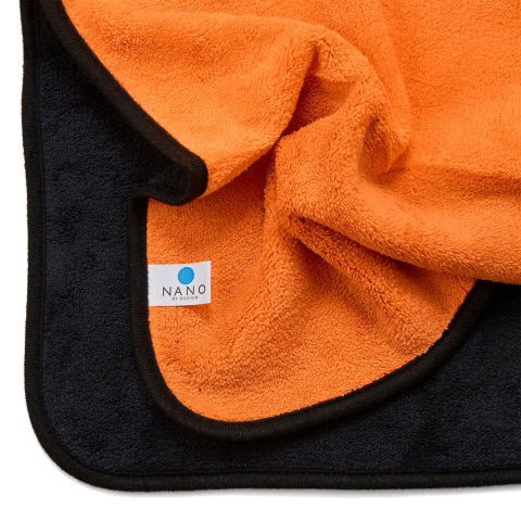 Prosop din microfibra pentru uscarea masinii, 60x32cm, negru-portocaliu [1]