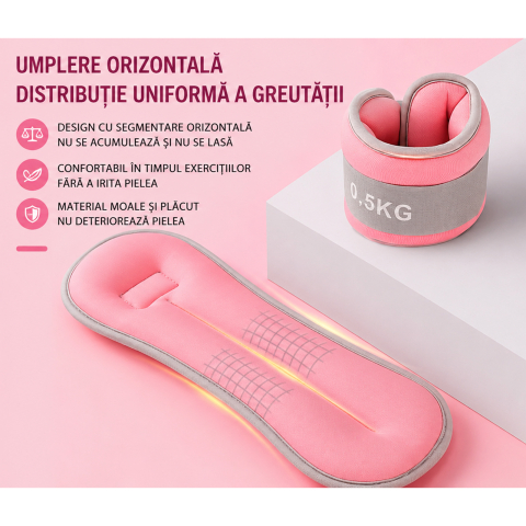 Set saculeti cu nisip pentru incheieturi si glezne, 2x1kg, roz [1]