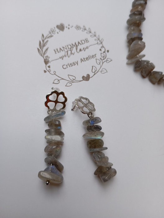 Set bijuterii cu Labradorit reflexii albastrui si tortite placate cu argint 925 [4]