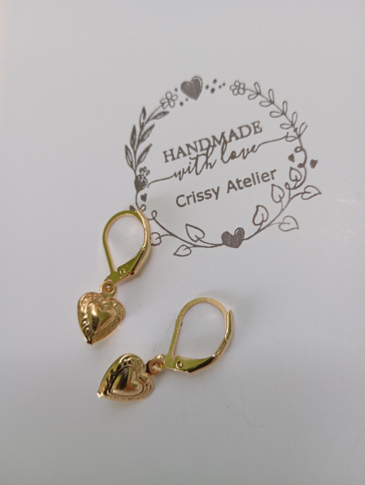 Martisor special! -set felicitare si cercei inimioara placati cu aur 18K [4]