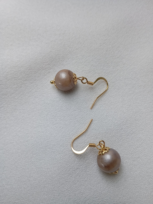 Cercei Ochi de Pisica caffe latte cu tortite placate cu aur [3]