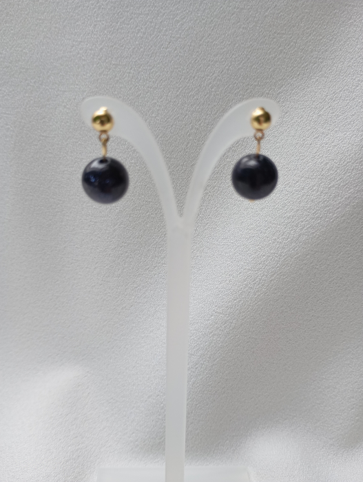 Cercei casual scurti Piatra Soarelui si tortite placate cu aur 18K [4]